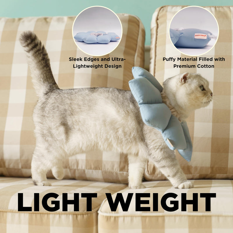 Puffy Crew Soft Cat Cone Collar, Adjustable Waterproof Recovery Collar, Lightweight Elizabethan e Collar for Cats of All Breeds (Blue, Small, Neck Circumference 5.5'' - 8.5'') Sky Blue