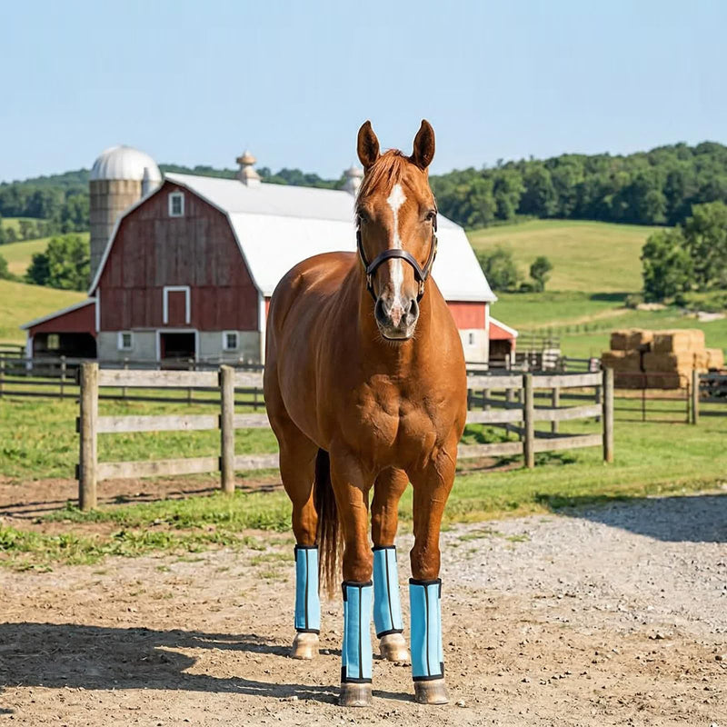 Fly Boots for Horses Set of 4, Breathable Mesh Leg Wraps for Insect Protection, Reduce-Stomping Adjustable Equine Leg Wraps & Socks