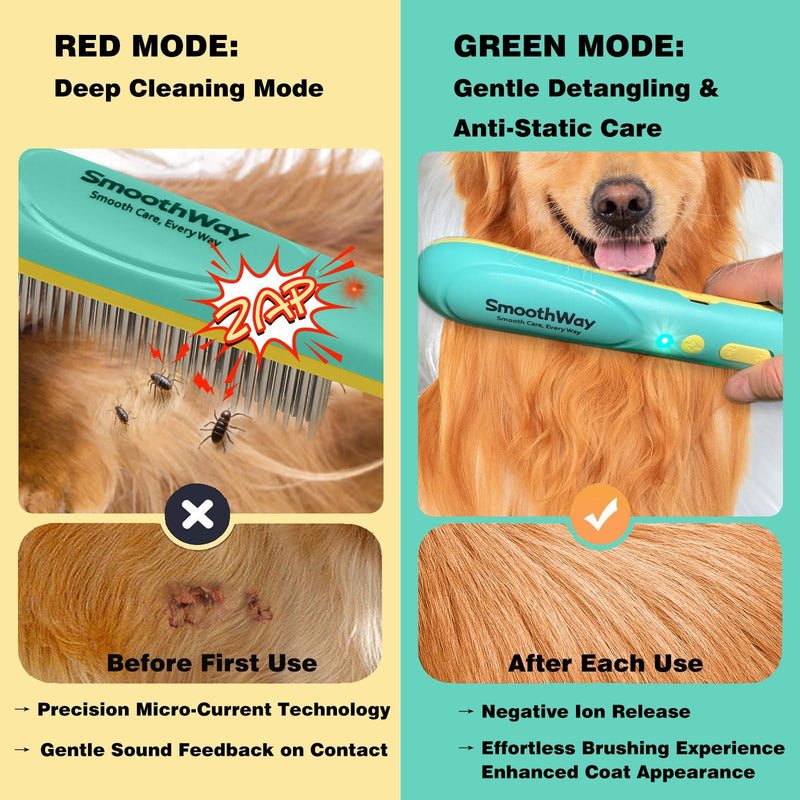Premium Flea Comb for Long Haired Cats and Dogs - Rechargeable Pet Grooming Tool with Stainless Steel Teeth - USB-C Charging