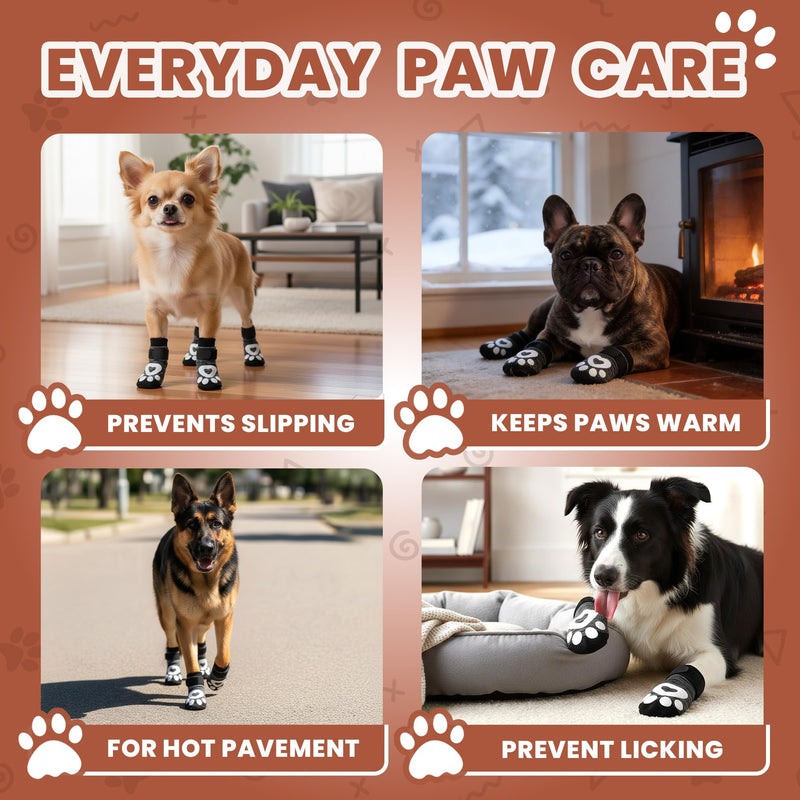 Anti Slip Dog Socks - 6 Pack | Dog Socks to Prevent Paw Licking, Add Traction, Keep Warm & Protect from Hot Pavement | Paw Protection for Senior Dogs for Hardwood Floors | Dog Booties - Large Grey L - PawsPlanet Australia