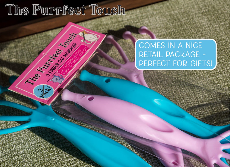 The Purrfect Touch - 5 Finger Cat Massager Wand – Pack of 2 - Gentle Pet Grooming Tool for Cats and Small Pets - Ergonomic Handle, Soft, Relaxing Massage that Cats Love! - PawsPlanet Australia