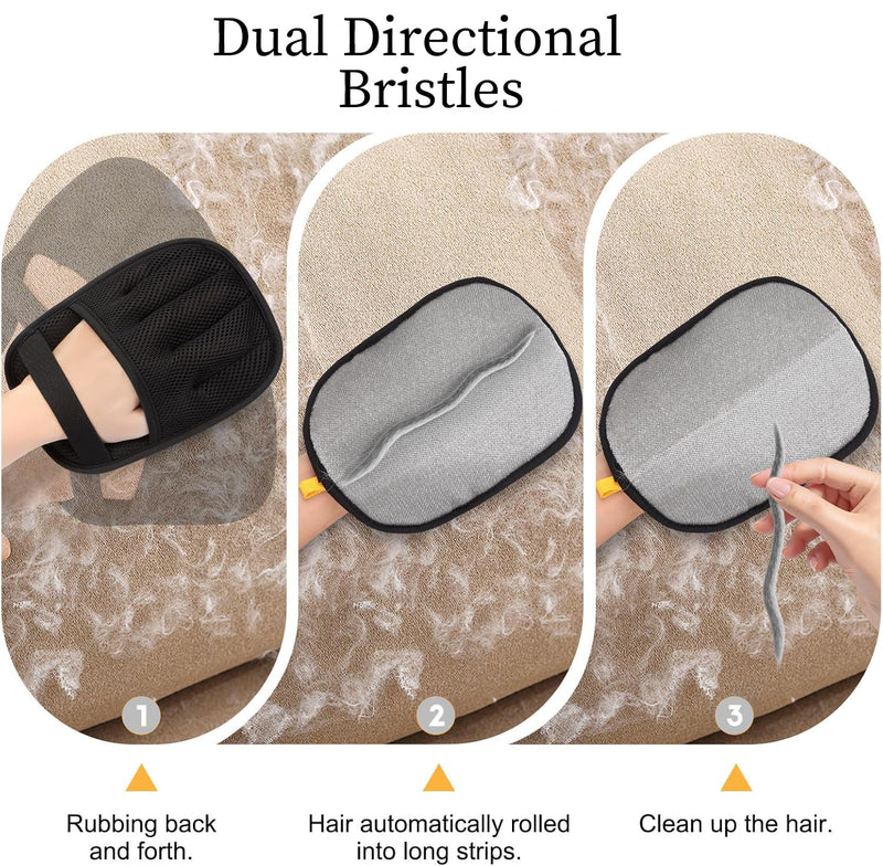3PC Pet Hair Removal Glove for Cats & Dogs, 2025 Newly Upgraded Five-Finger Electrostatic Pet Hair Gloves, Reusable Pet Hair Remover Tool for Furniture, Car, Couch, Carpet, Clothes - PawsPlanet Australia