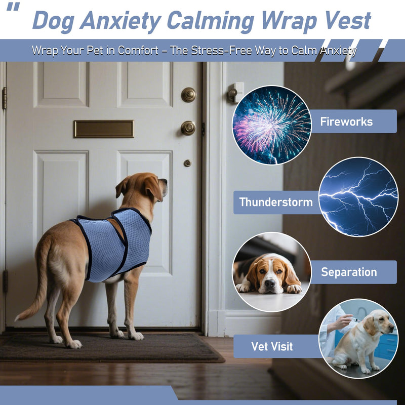 Dog Anxiety Calming Vest Breathable Mesh Anxiety Relief Shirt, Dog Thunder Jacket Calming Coat for Fireworks, Vet Visits, Separation, Noise Block, Pet Calming Wrap Jacket All Season Indoor Outdoor,3XL 3XL(Chest Girth:29"-35") Blue - PawsPlanet Australia
