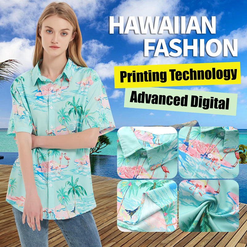 Dog Hawaii Shirts Stylish Hawaiian Themed Pet and Owner Matching Apparel Owner and Pet Shirts are Sold Separately 2XL-(53.6"Bust)-for Parents Green Only for Parents - PawsPlanet Australia
