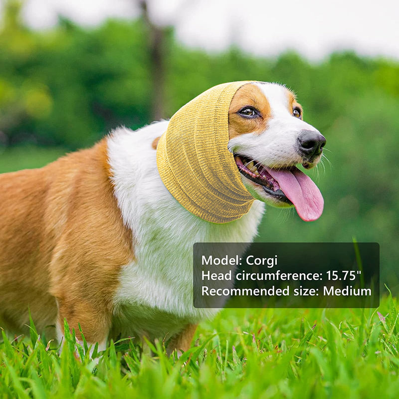 1Pc Soft Elastic Dogs Ear Wraps Comfortable Pet Ear Muffs Headwear Hoodie Dog Warm Neck Ears Covers Warm Keeping Dog Snood Ear Hematoma (Yellow)