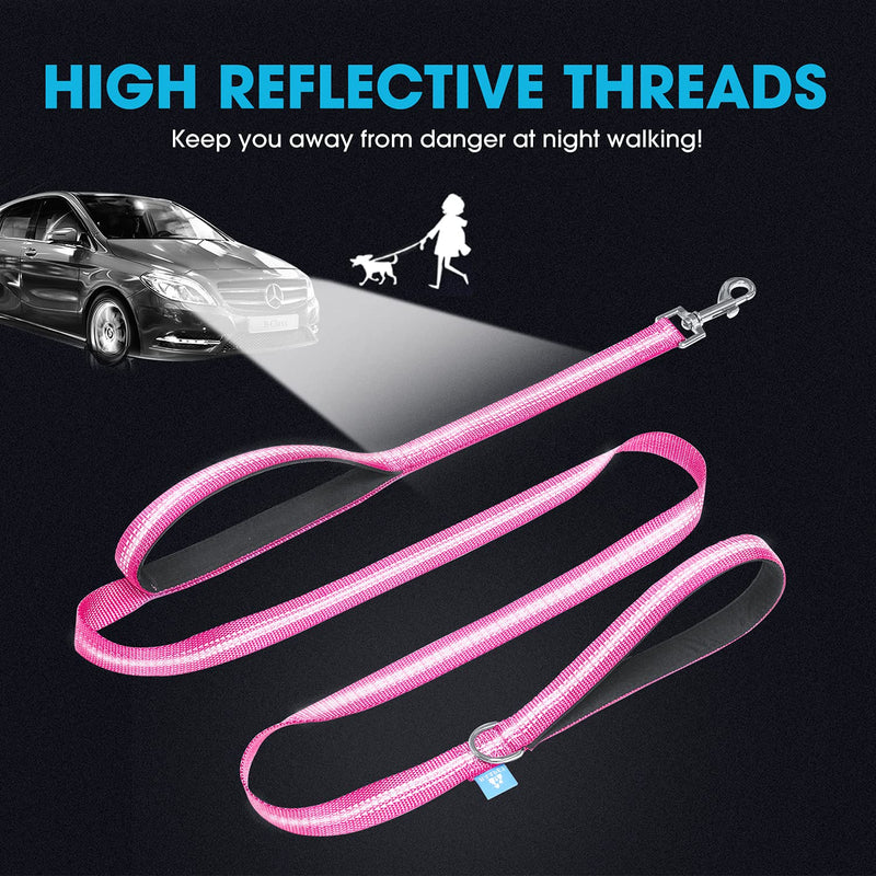 BAAPET Two Handle Dog Leash, Dual Soft Padded Handles with Traffic Control Handle Leash for Small Medium or Large Dogs (3/4'' x 5 FT, Pink) 2 Handle (3/4'' x 5 FT) - PawsPlanet Australia