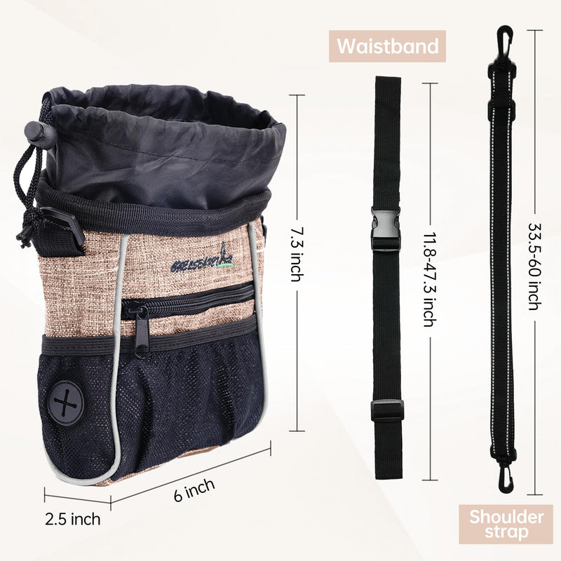 Dog Treat Pouches Training Walking Bag, Dog Training and Behavior Aids, Large Space for Pets Food, Durable Polyester Fabric, 3 Ways to Wear, Portable Pet Bagand Easy to Clean (Ginger) Ginger