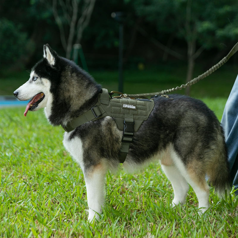 EXCELLENT ELITE SPANKER Tactical Military Dog Harness Adjustable No-Pull Military Patrol Service Dog Harness Training Hunting Vest with Handle(Gry-M) M (Chest:28''-35'') Grey - PawsPlanet Australia