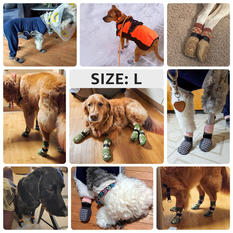 BEAUTYZOO Dog Socks, Non Slip Dog Socks to Prevent Licking Paws -Dog Boots & Paw Protectors with Grippers on Hardwood Floors, Dog Shoes for Hot/Cold Pavement Small Medium Large Senior Dogs Booties Dark Grey L(2.6"-3" W | Pack of 4) - PawsPlanet Australia