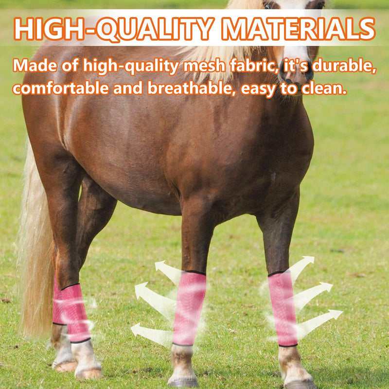 Set of 8 Breathable Mesh Horse Boots Mesh Fly Boots for Horse Loose Fitting Horse Fly Boots for Non-Slip Reduce-Stomping Preventing Flies and Mosquitoes Bites (Pink and Blue) - PawsPlanet Australia