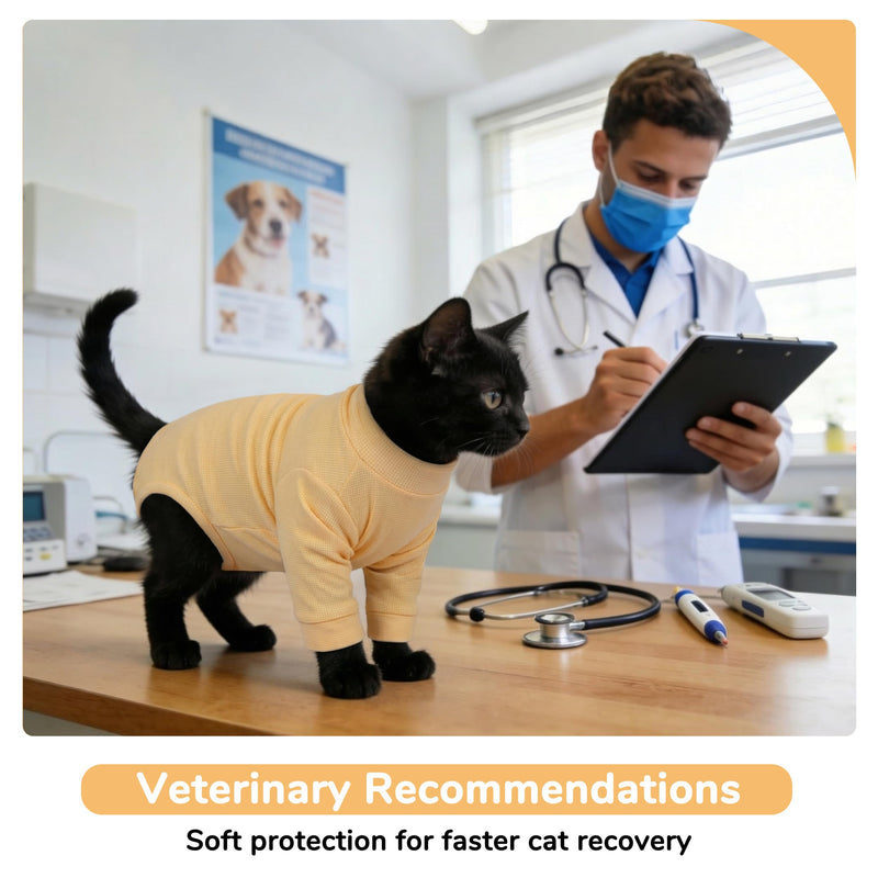 PUMYPOREITY Adjustable Cat Recovery Shirt, Front Leg Injury Suit, Stretchable & Comfortable, Anti-Licking Long Sleeve Wound Cover, Prevents Scratching & Biting, Machine Washable, Orange, L Large