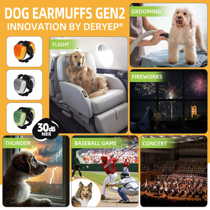 derYEP Dog Earmuffs GEN2 For Hearing Protection 30dB NRR ear muffs noise protection (Small, Nocturne Grey) Small