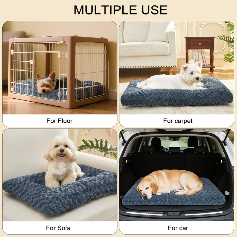 Washable Dog Bed Plush Dog Crate Beds Comfy Kennel Pad Anti-Slip Pet Sleeping Mat for Large, Jumbo, Medium, Small Dogs Breeds,23" x 19" - PawsPlanet Australia