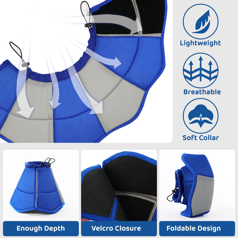 SUNFURA Dog Cone for Dogs After Surgery, Soft Dog Cones Coller for Large Medium Small Dogs, Adjustable Dog Recovery Collars to Stop Licking Protective Dog Cone Alternative for Wound Healing, Blue XL X-Large