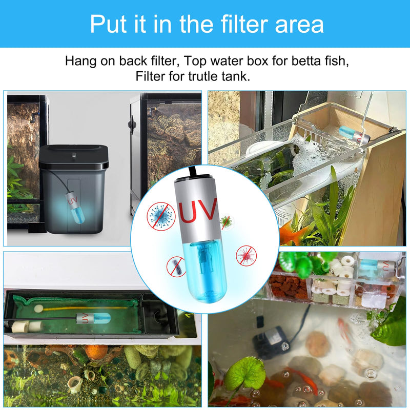Aquarium Clean Light，3 W mini Submersible Algae Removal Light with Timer,Aquarium Water Clean Green Clear Waterproof Clean Light for Pond,Swimming Pool - PawsPlanet Australia