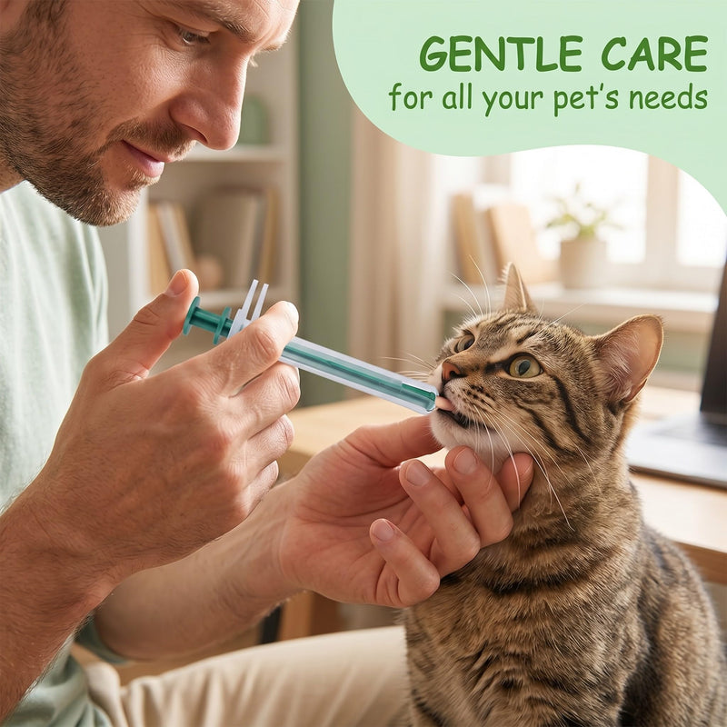 2-pack of tablet dispensers for cats, round handle medication dispenser, small and portable for pills and soft capsules, for pets, one-piece design