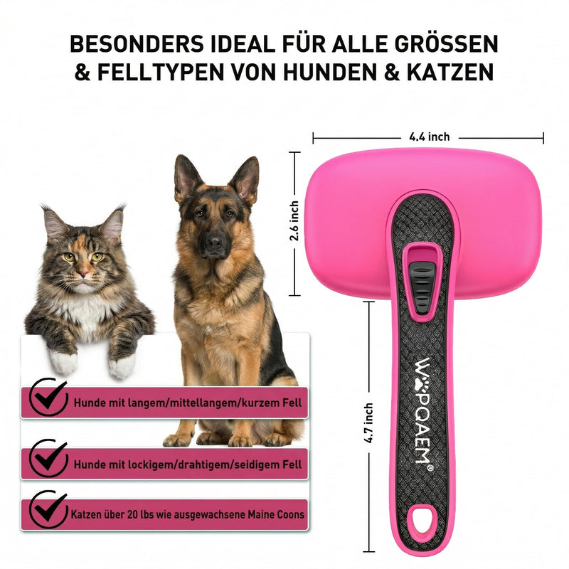 Dog Brush, Self Cleaning Slicker Dog Brush for Shedding & Grooming Short or Long Haired Cats, Furminator for Pets, Pink Pink - Brush