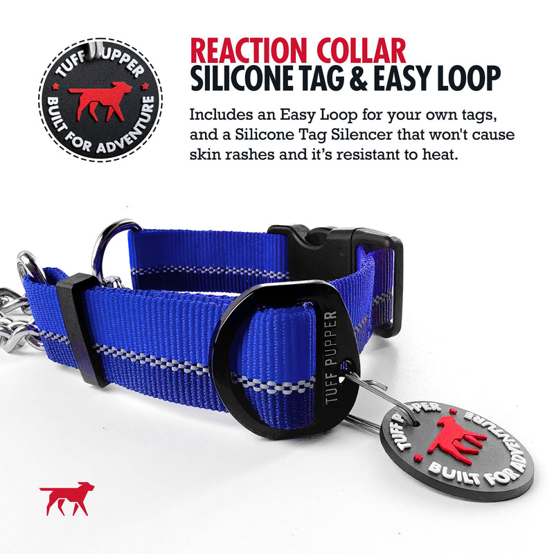 Tuff Pupper Martingale Collar for Dogs | Gentle Nylon & Steel Chain Limited Cinch Design is Perfect for Training | Dual Leash Attachment Points | Durable Quick Release Buckle | Sizing for All Breeds Large (19-24.5" Neck) Blazing Blue - PawsPlanet Australia