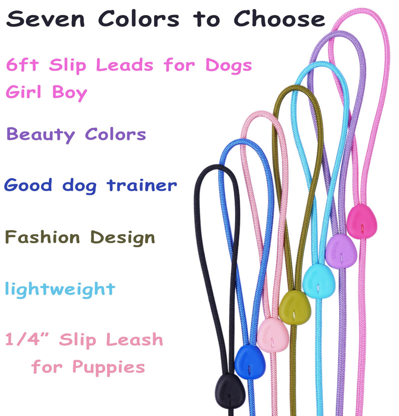 Purple 6FT No Pull Dog Training Leash - Lightweight Slip Lead for Small Medium Dogs Purple - PawsPlanet Australia