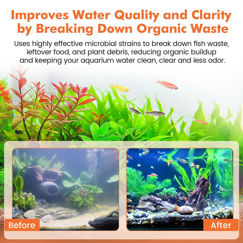 hygger Aquarium Water Bio-Clarifier, Reducing Fish Waste and Cleaning Organic Sludge, Natural Fish Tank Aquarium Leave-in Waste Management Solution for Freshwater and Saltwater Tanks, 300 ML - PawsPlanet Australia