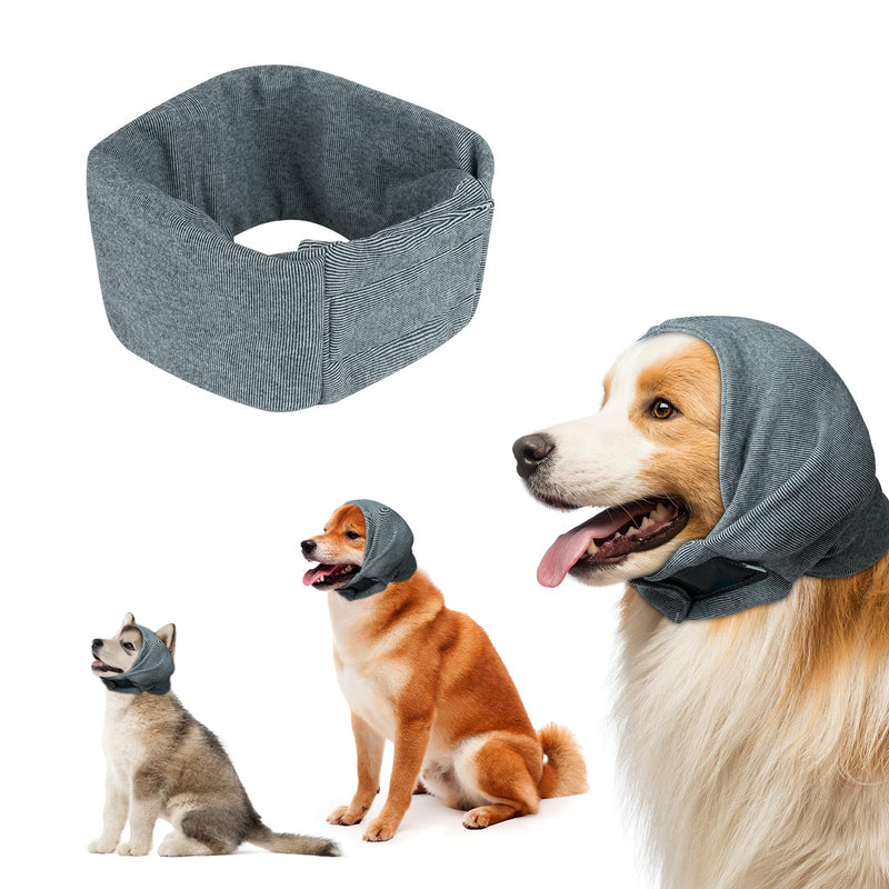 Aomig Dog Snood Ear Protectors, Dog Hat Neck and Ears Warmer, Dog Adjustable Ear Wrap, Dog Ear Muffs Noise Protection, Windproof and Cold-Proof Dog Snood Ear Protector for Anxiety Relief and Calming M Grey