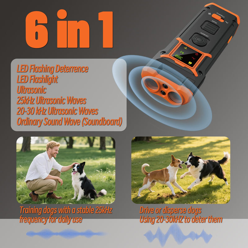 Dr. Shark Dog Bark Deterrent Devices — Ultrasonic Audible Beep LED Flashlight, Anti Barking 50 ft Range, 10-Second Auto-Off for Hearing Safety, — Stop Dog Barking Device (6 Months–8 Years)