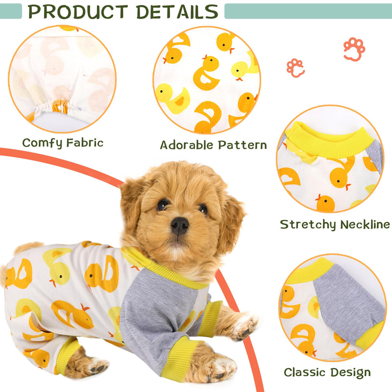 URATOT 5 Pieces Puppy Dog Pajamas Pet Jumpsuit Soft Puppy Rompers Pet Dog Cute Clothes Onesies Puppy Bodysuits for Pet Puppy Dog Cat, 5 Styles (Small) Dog Paw, Dinosaur, Mermaid, Yellow Duck, Giraffe Small