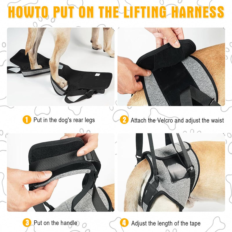 Risipu Dog Lifting Harness For Back Legs Dog Sling Support For Small Medium Large Adjustable Dogs Leg Support With Lift Handle Soft Assistance For Senior, Injured, Arthritic, etc. (Grey, L) Grey