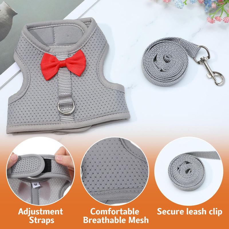 Bunny Harness and Leash Set, Soft Breathable Mesh Rabbit Leash Vest with Safety Buckles, Lightweight Escape-Proof Walking Gear for Rabbits, Kittens, Ferrets, Guinea Pigs, Grey M - PawsPlanet Australia