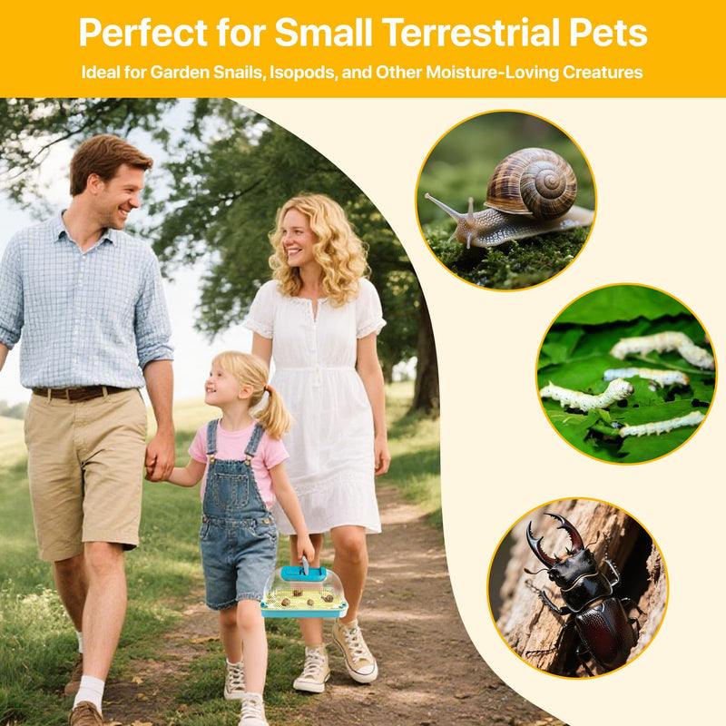 Small Animal Carrier & Insect Carrier with Clear View Lid – Ventilated Habitat Box & Removable Tray for Hamsters, Lizards, Hermit Crabs, Insects, Butterfly Habitat Observation Blue