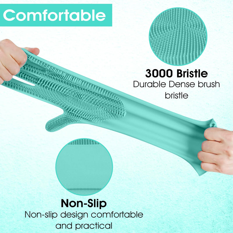 Pet Grooming Gloves - High-Density Silicone Gloves with Enhanced Five Finger Design for Washing, Bathing and Massaging Dogs and Cats (Green) Green - PawsPlanet Australia