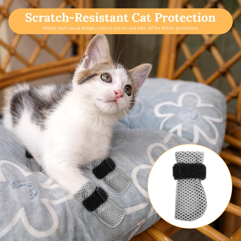 4 Pcs Cat Boots Anti Scratch Mittens Gloves Adjustable Cat Claw Protectors Foot Covers Mesh Breathable Cats Shoes to Prevent Scratching for Pet Bathing Feeding Cutting Nail Trimming - PawsPlanet Australia