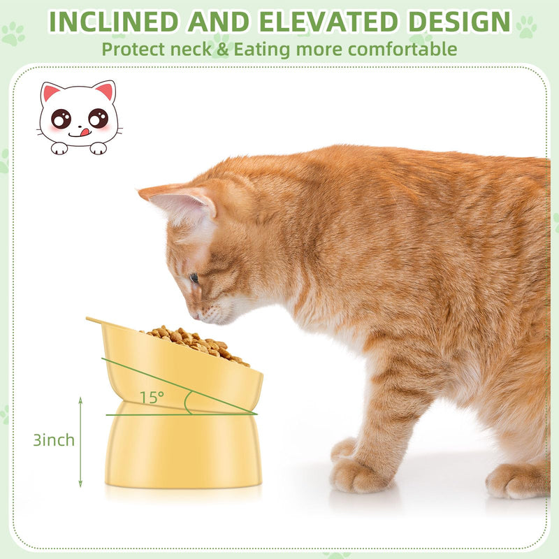 Zhehao 4 Pcs Elevated Cat Bowls Plastic Raised Cat Bowl 15 Degrees Tilted Raised Pet Food and Water Bowls Cute Anti Vomit Food Dishes Pet Feeders for Cats and Small Dogs (Bear) Bear