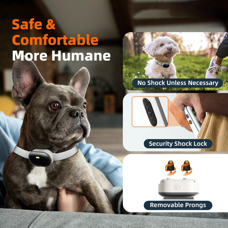 Ultra-Small Dog Shock Collar, Ultra-Light & Thin Dog Training Collar with 1300ft Remote, Tailored for Small Dogs 5-15lbs & Medium Dogs, 198-Level Precise Control, Waterproof, Rechargeable(White) White - PawsPlanet Australia