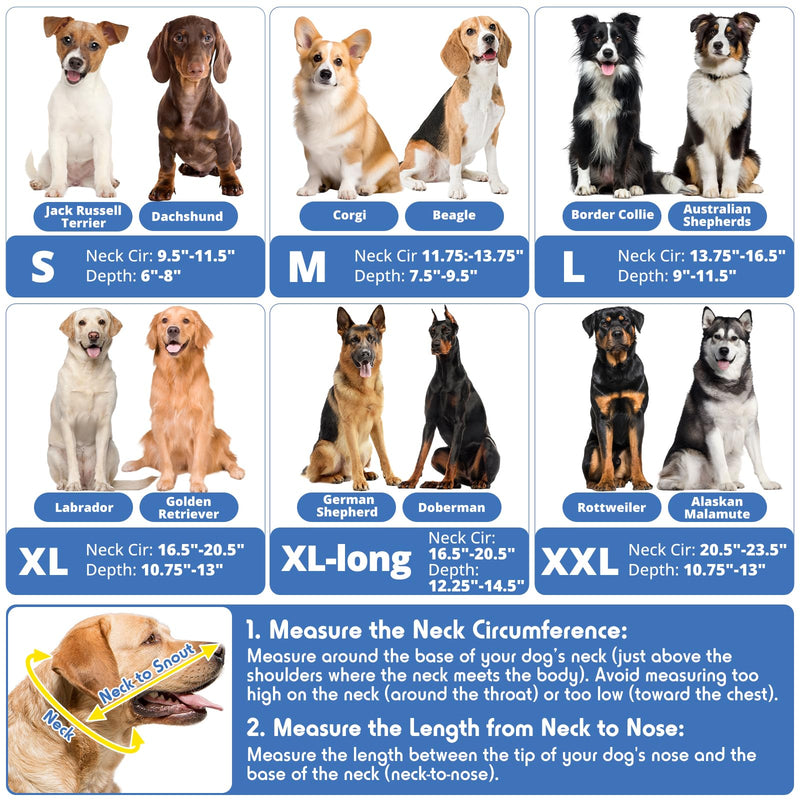 Dog Cone, Transparent Recovery Collar for Large Dogs, E Collar After Surgery to Stop Licking, Depth Adjustable Soft Cone Not Block Vision Patented (XL-Long) Ultra Transparent XL-Long