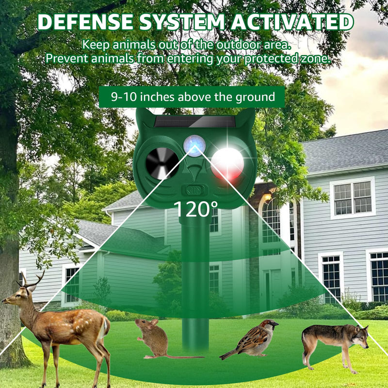 Solar Ultrasonic Animal Repellent Outdoor Motion Sensor Deer Repellent Devices Squirrel Cat Raccoon Rabbit Deterrent with Strobe Light Dual Mode, Keep Skunk Away Protection for Yard Garden Lawn 1PC Red and white lights flashing 1PC - PawsPlanet Australia