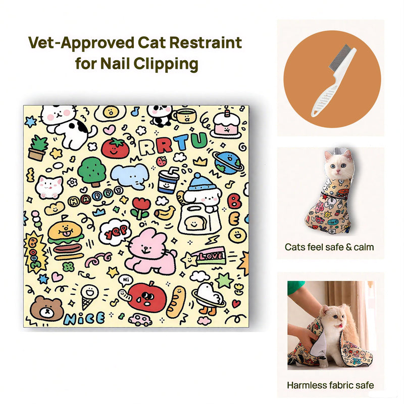 27.6" Cat Wrap, Cat Restraint, Cat Swaddle for Grooming, Self Adherent Cat Wrap, Device to Help Restraint Cat for Medicine, Cat Grooming Wrap for Cutting Nails, Safe Cat Grooming Wrap for Pet Owners - PawsPlanet Australia