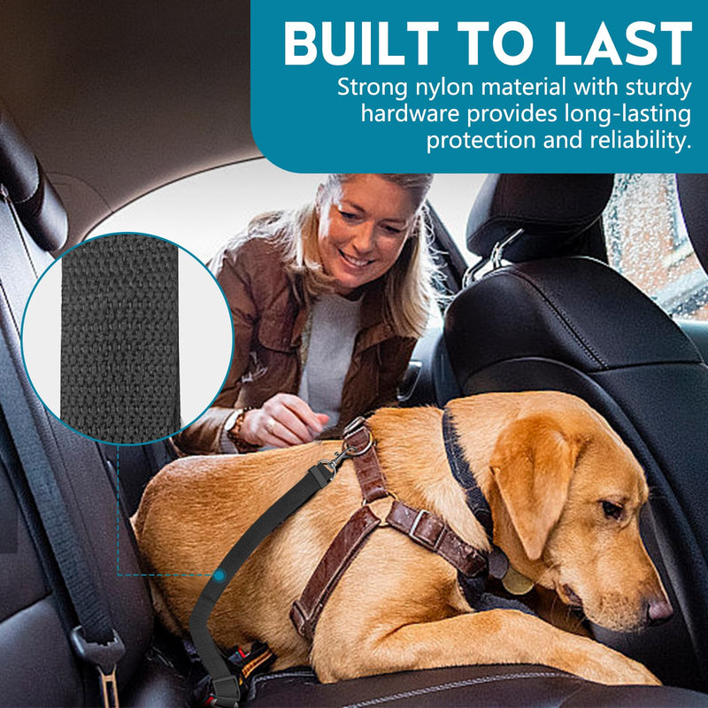 Adjustable Dog Seat Belt for Car, 2 Pack Pet Safety Belts for Vehicles, Heavy-Duty Nylon Puppy Harness Seatbelt Leash for Driving, Universal Fit Seatbelts for Pets in SUV, Truck, Travel, Black - PawsPlanet Australia