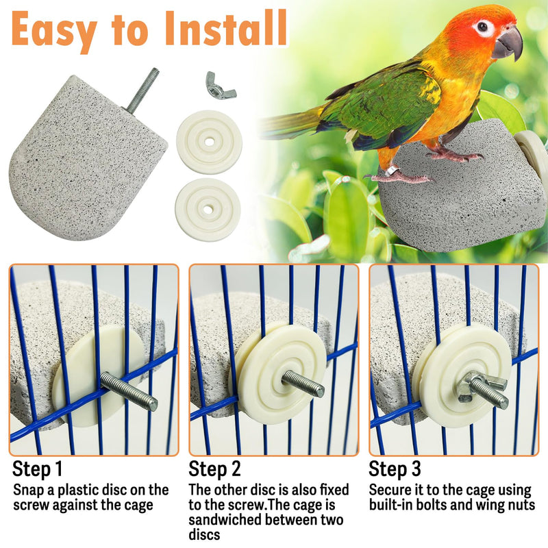 PINVNBY 4 PCS Bird Perch Stands Parrot Calcium Perch Beak Grinding Stone Foot Claws Trimmer Parakeet Platform Parrot Chewing Toys for Small Medium Cockatiel Conure Lovebird Finch M, 4 pcs - PawsPlanet Australia