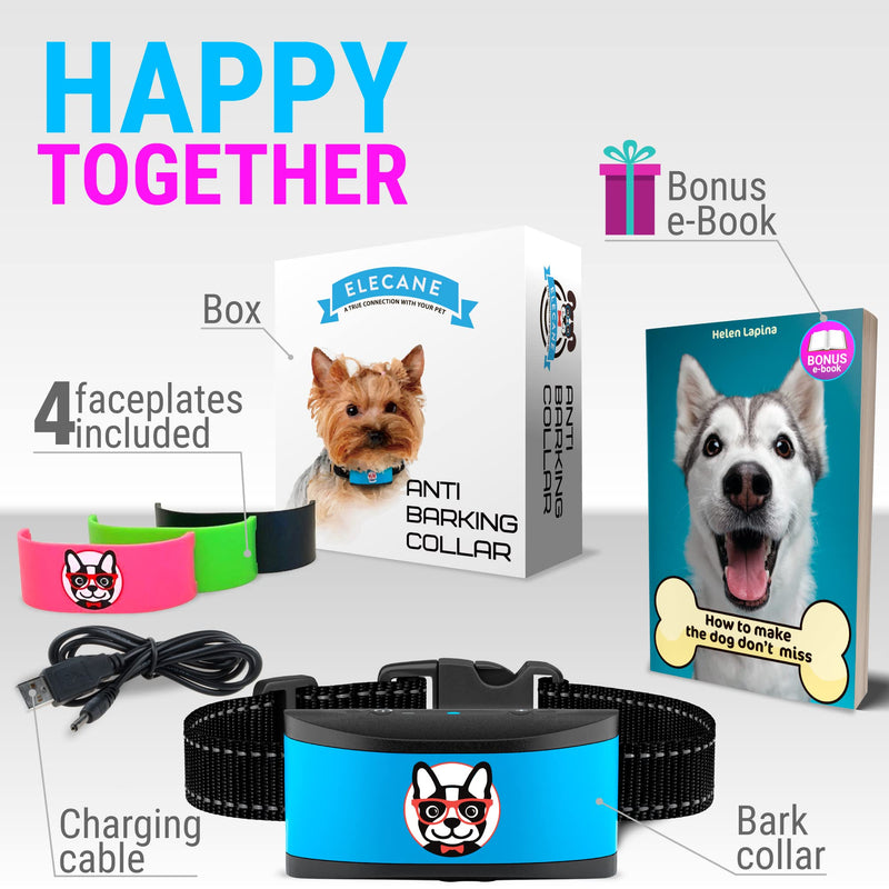 Small Dog Bark Collar Rechargeable - Anti Barking Collar for Small Dogs - Smallest Most Humane Stop Barking Collar - Dog Training No Shock Bark Collar Waterproof - Safe Pet Bark Control Device