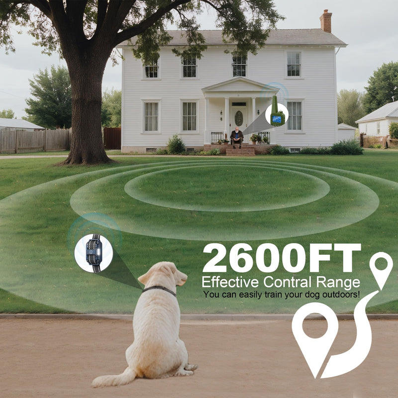 Dog Training Collar with Remote, 2600FT Range, 4 Training Modes Beep, Shake, Safe Shock, LED Light, Rechargeable IPX7 Waterproof for All Breeds Sizes, with Three Receiver Collars for 3 Dogs for 3 dogs (D8 Green) - PawsPlanet Australia