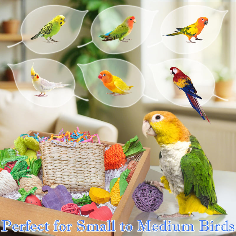 Colorful Bird Foraging & Parrot Shredding Toys Box - Safe Fruit & Vegetable Bird Toys, Perfect for Parakeets, Cockatiels, and Small to Medium Birds Fruit & Veggie Delight - PawsPlanet Australia