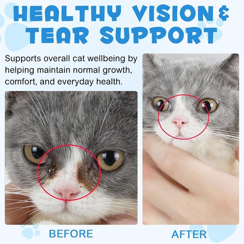 L-Lysine for Cats, L-ysine Supplement for Cats, Cat Immune Support, Cat Lysine Drops, 60ML Drops for Respiratory, Sneezing, Runny Nose, Eye Function, Allergy Relief for Kittens