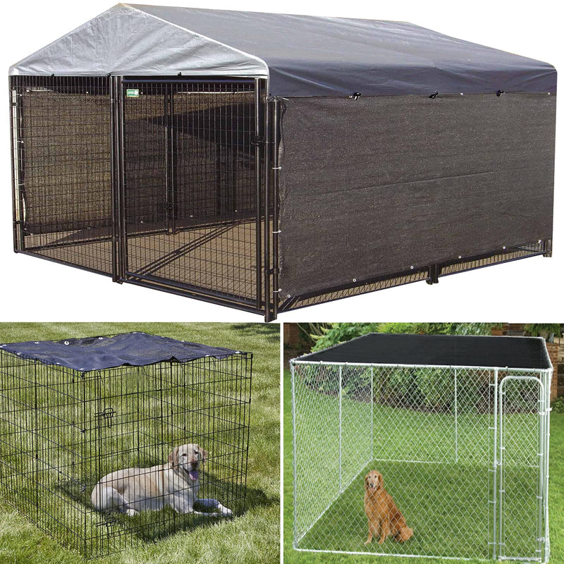 Dog Kennel Shade Cover 90% Sunblock Shading Cloth Net Mesh Tarp 10x10 ft for Outdoor Large Pet Crate with 12 Ball Bungee Cords - PawsPlanet Australia