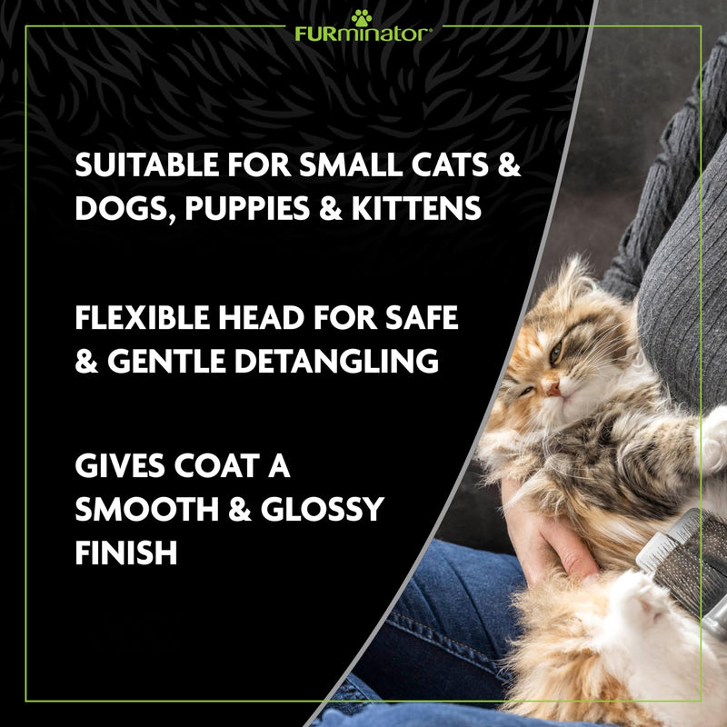 FURminator Small Slicker Brush - Gentle Grooming Tool For Small Dogs, Puppies & Kittens - Tangle Free, Glossy Coat - PawsPlanet Australia