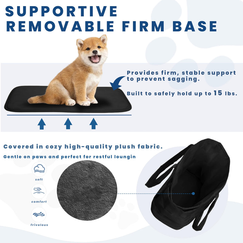 Lightweight Dog Purse Carrier for Small Dogs Under 15 lbs, Puffy Quilted Pet Carrier Tote for Puppies with Safety Leash Clip, Women's Hands-Free Dog Carrier Bag for Travel/Shopping (Black) Black