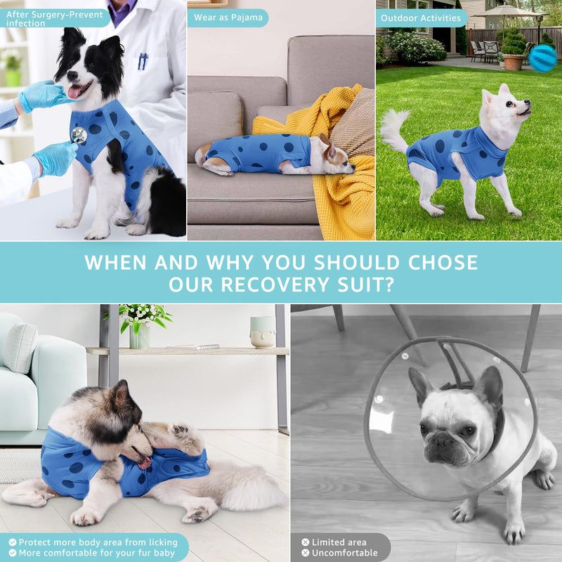 Dog Recovery Suit, Professional Dog Surgery Suit Post Spay, Neuter, Abdominal Surgical Suit for Male Female Dogs Can Pee, Prevent Licking Soft Breathable Cotton Covers Wound (Blue, XXX-Large) - PawsPlanet Australia