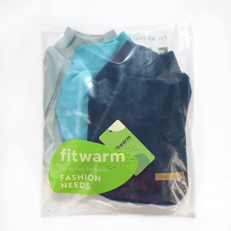 Fitwarm 3 Pack Classic Fleece Dog Sweater, Turtleneck Dog Sweatshirt, Dog Winter Clothes for Small Dogs Boy Girl, Pet Pullover Jacket, Cat Apparel, Blue, Grey, Navy, Medium Blue-Grey-Navy - PawsPlanet Australia