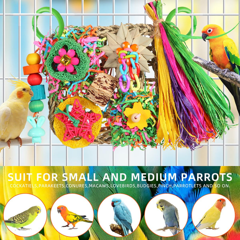 Bird Toys, Parakeet Toys Bird Foraging Toys Grass Mat Climbing Wall for Parakeet,Parrot,Cockatiel,Conure,Lovebird,Budgie Cage Small to Medium Birds (Warm Sun) Warm Sun - PawsPlanet Australia