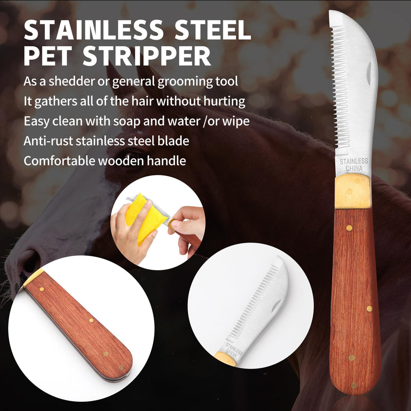 Hand Stripping Tools for Horse Dog Grooming Shedding Blade Stripping for Horse Bot Eggs,Right Handed Fold Up Design